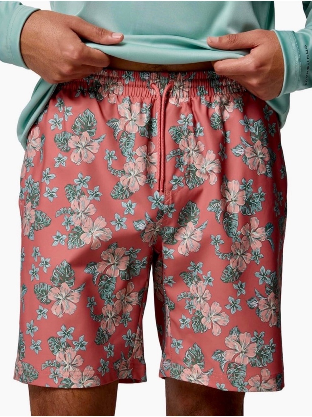 Columbia PFG Rambler Water Shorts 6" Inseam Pink Floral Hibiscus Men’s Large